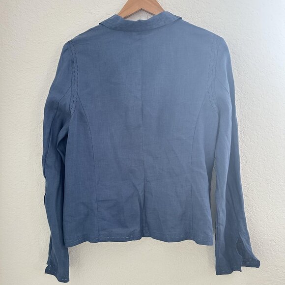 Autograph Blazer Womens 14 Blue 100% Linen Unlined Lightweight One Button Office - Picture 5 of 10